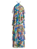 Poise Floral Tiered Ruffle Maxi Dress