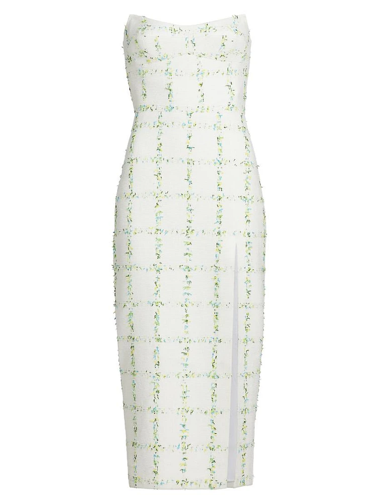 Ivy Tweed Strapless Midi-Dress