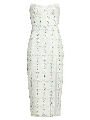 Ivy Tweed Strapless Midi-Dress