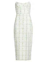 Ivy Tweed Strapless Midi-Dress