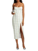 Ivy Tweed Strapless Midi-Dress