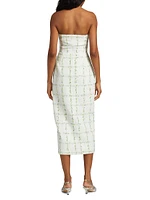 Ivy Tweed Strapless Midi-Dress