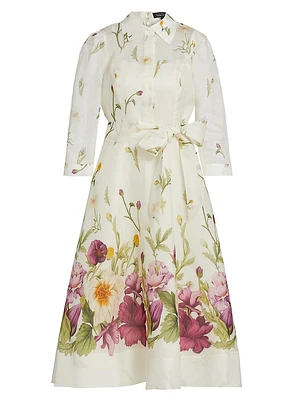 Floral Button-Front Cocktail Dress