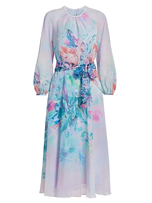Floral A-Line Midi-Dress