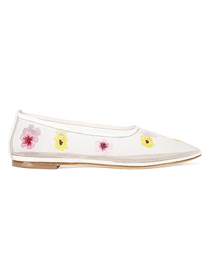 Alba Floral Beaded Ballet Flats