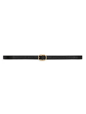 Frame Thin Belt Crocodile-Embossed Leather