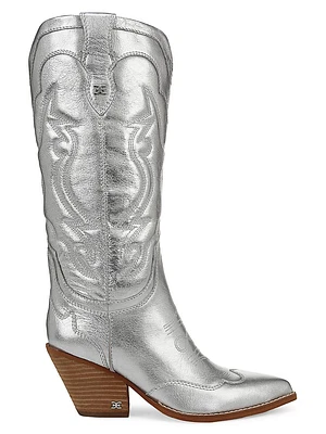 James 70MM Metallic Leather Western Tall Boots