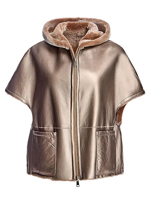 Lamb Shearling Zipper Cape