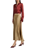 Satin Button-Front Slim-Fit Shirt