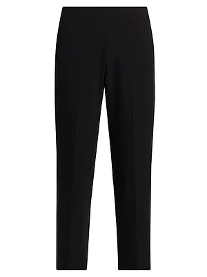 Crepe Velvet-Trim Pants