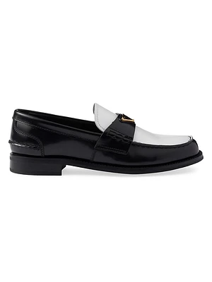 Two-Tone Brushed Leather Loafers