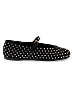 Suede Ballerinas with Crystals