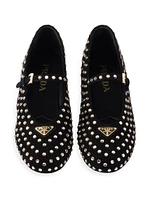 Suede Ballerinas with Crystals