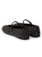Suede Ballerinas with Crystals