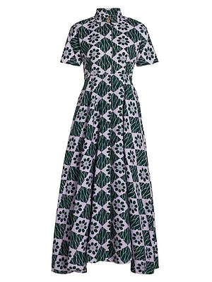 Feyi Abstract Print A-Line Maxi Shirtdress
