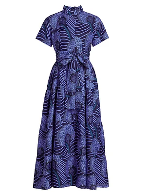 Olori Cotton Tie-Waist A-Line Maxi Dress