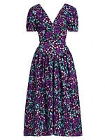 Bori Floral Puff-Sleeve Midi-Dress