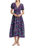 Bori Floral Puff-Sleeve Midi-Dress