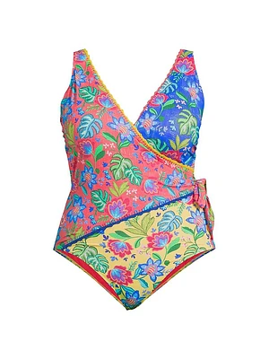 Plus Rumba Mix Wrap One-Piece Swimsuit