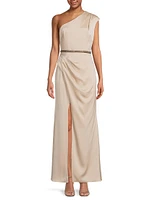 Satin One-Shoulder A-Line Gown