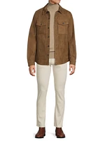 Suede Button-Front Overshirt