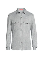 Houndstooth Linen-Silk-Cotton Overshirt