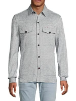 Houndstooth Linen-Silk-Cotton Overshirt