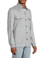 Houndstooth Linen-Silk-Cotton Overshirt