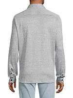 Houndstooth Linen-Silk-Cotton Overshirt