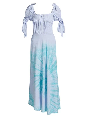 Ariyike Pleated Tie-Dye Maxi Dress