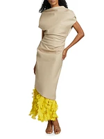 Lainey Draped Embroidered Hem Dress