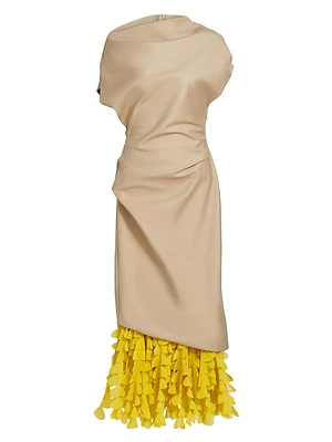 Lainey Draped Embroidered Hem Dress