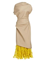 Lainey Draped Embroidered Hem Dress