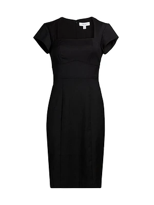 Squareneck Wool-Blend Sheath Dress
