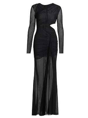Mesh Asymmetric Cut-Out Gown