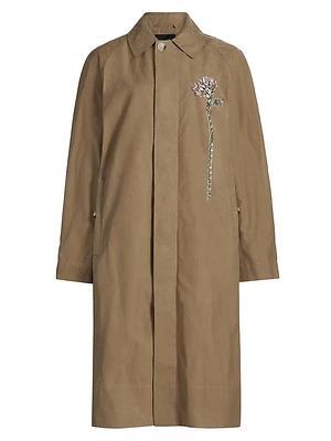 Crystal-Embellished Cotton Trench Coat