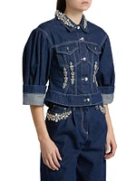 Embellished Sculpted Crop Denim Jacket