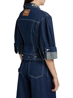 Embellished Sculpted Crop Denim Jacket