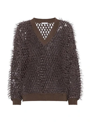 Cotton Dazzling Mosaic Embroidery Sweater