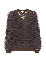 Cotton Dazzling Mosaic Embroidery Sweater