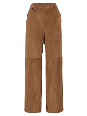 Suede Cropped Chino Trousers