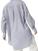 Striped Linen and Silk Organza Long Shirt