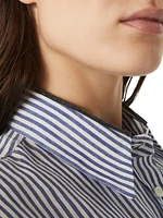 Striped Linen and Silk Organza Long Shirt
