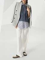 Striped Linen and Silk Organza Long Shirt