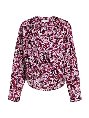 Camiel Printed Draped Cotton Blouse