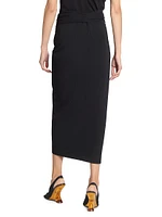 Cotton Twist-Front Draped Midi-Skirt