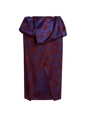 Floral Jacquard Asymmetric Peplum Skirt