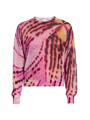 Tilly Abstract Print Cotton-Blend Crewneck Sweater