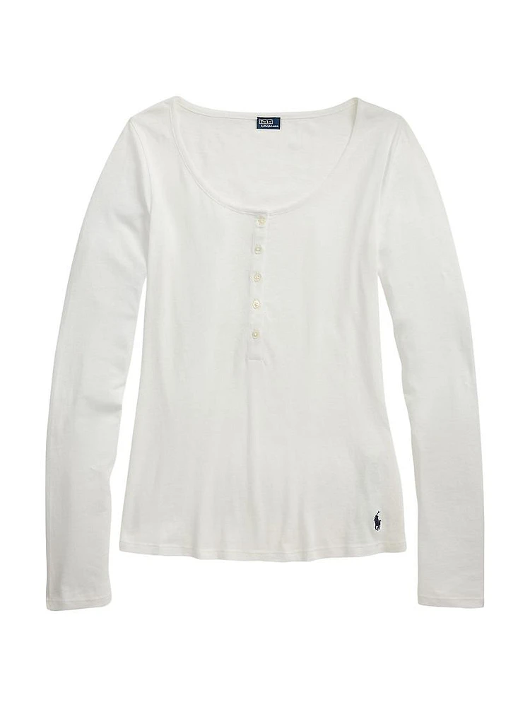 Logo Cotton Scoopneck Henley