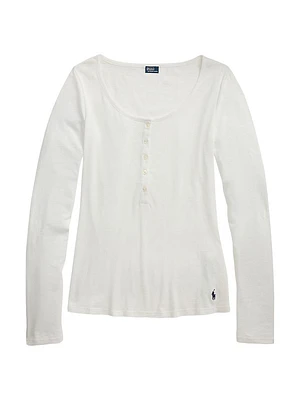 Logo Cotton Scoopneck Henley